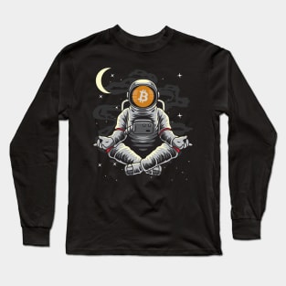 Astronaut Yoga BitCoin BTC To The Moon Crypto Token Cryptocurrency Wallet Birthday Gift For Men Women Kids Long Sleeve T-Shirt